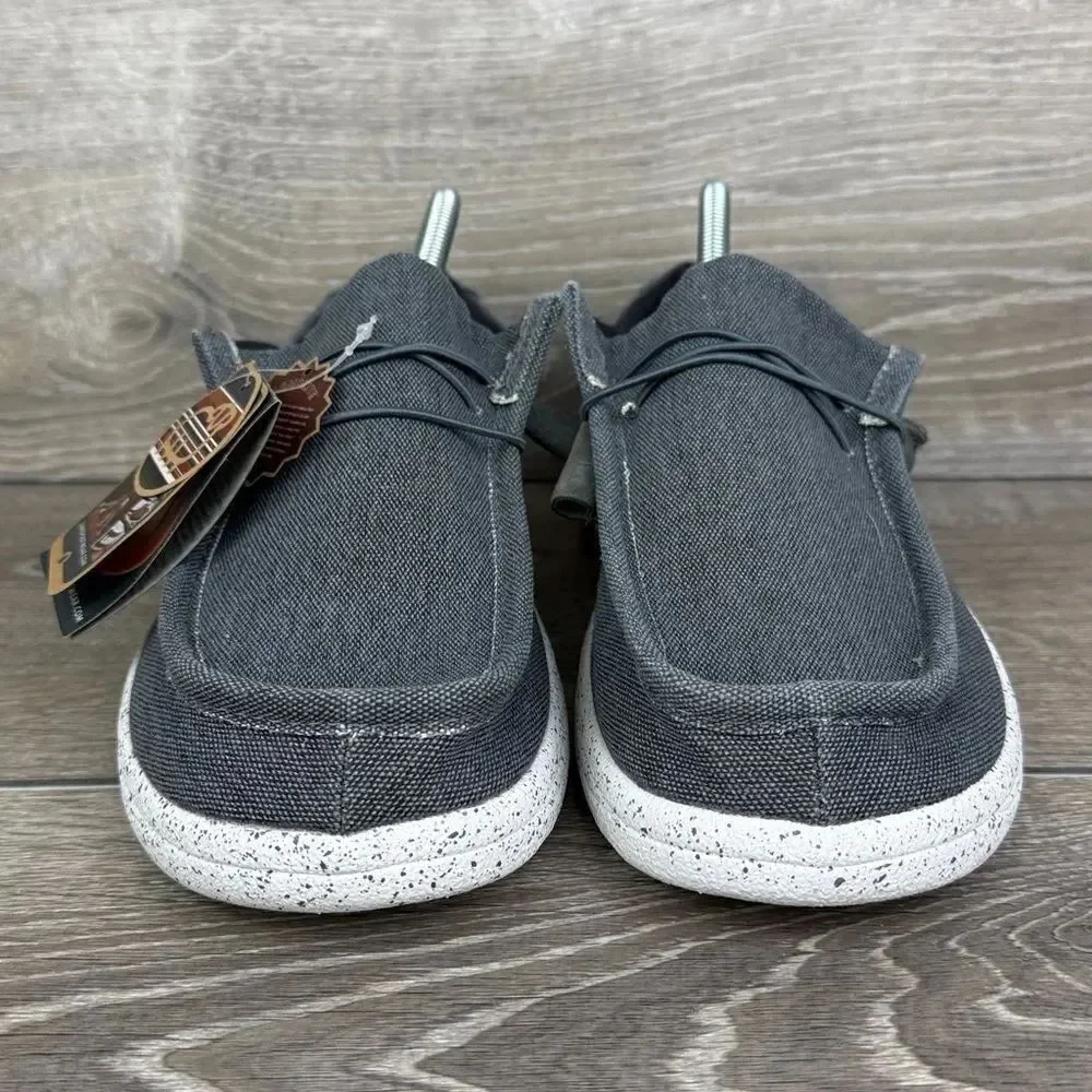 Lamo Paul Lamolite Mens Sz 10 Charcoal Gray Canvas Slip On Moc Toe Loafers NWT